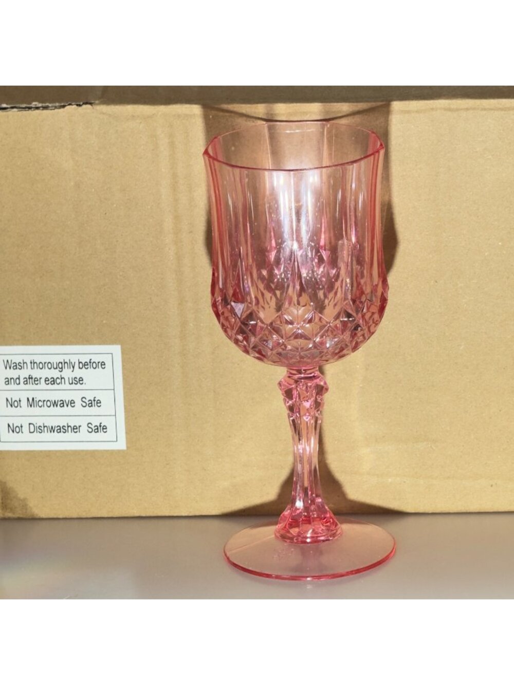 Patterned Pink Plastic Wine Glasses By Oriental Trading Set of 9